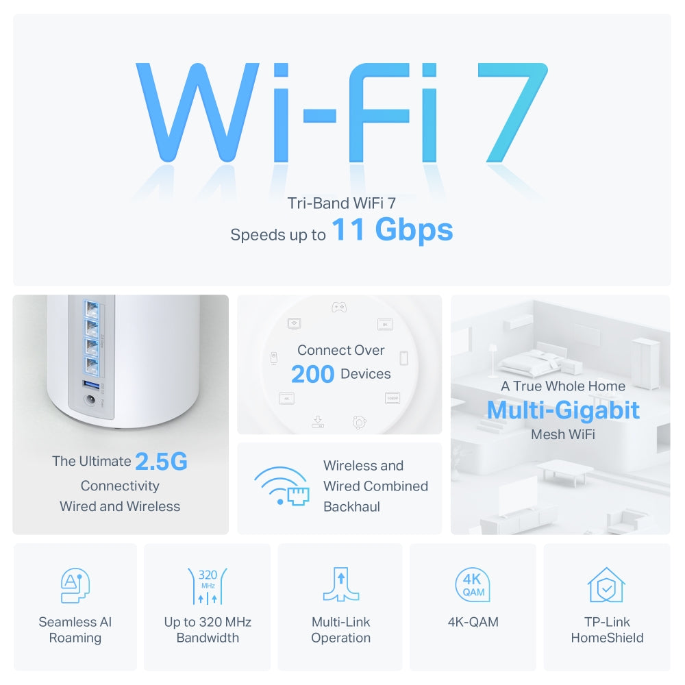 Deco BE65(3-pack)-Refurbished | BE11000 Whole Home Mesh Wi-Fi 7 System