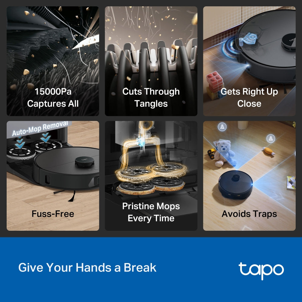 Tapo RV50 Pro Omni | AI Detection Robot Vacuum & Mop + All-in-One Self-Cleaning Station