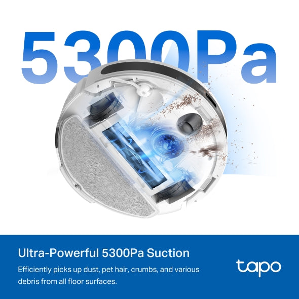 Tapo RV20 Max Plus White | 5300Pa Suction MagSlim™ LiDAR Navigation Robot Vacuum and Mop with Auto-Empty Dock