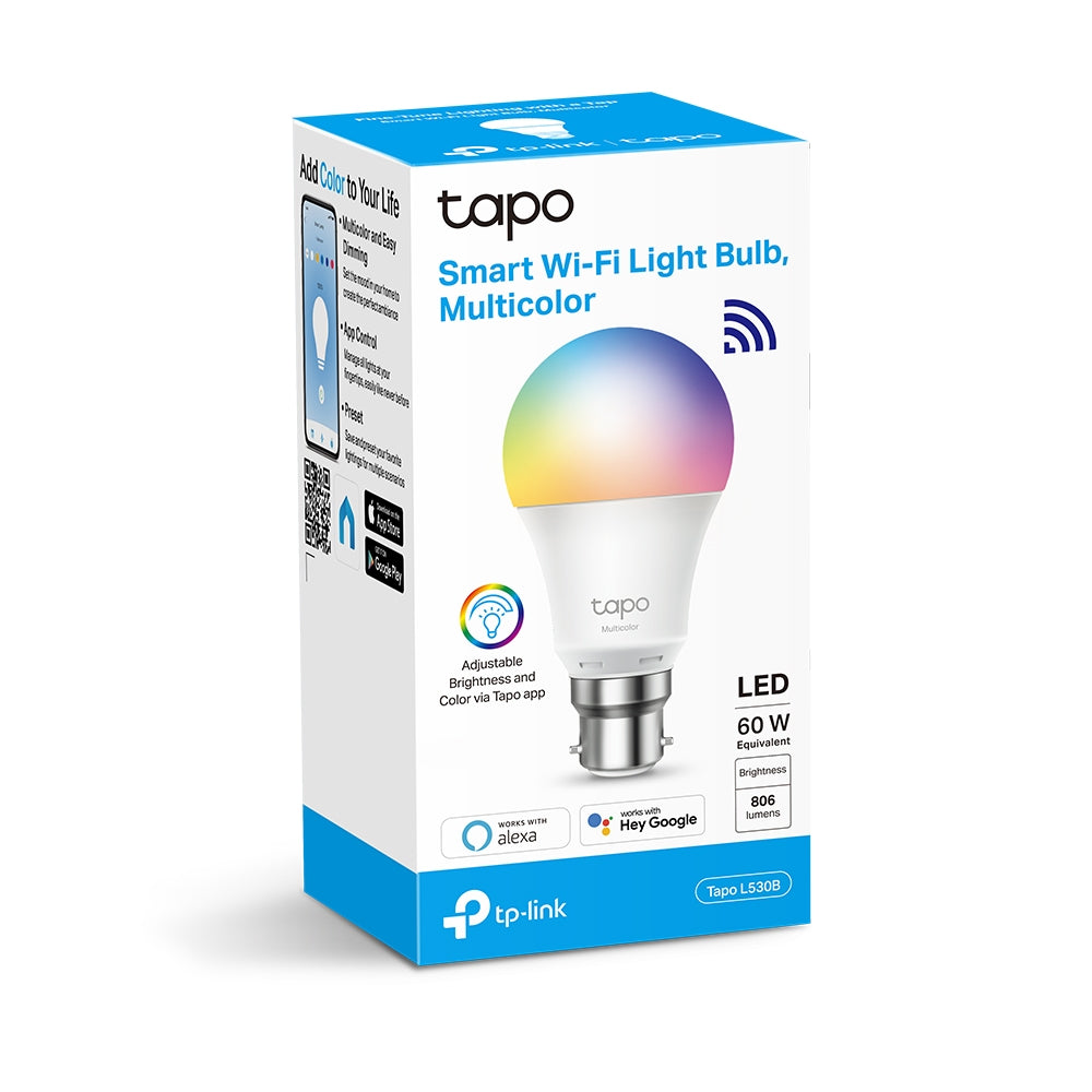 Tapo L530B | Smart Wi-Fi Light Bulb, Multicolour, Lamp Base B22