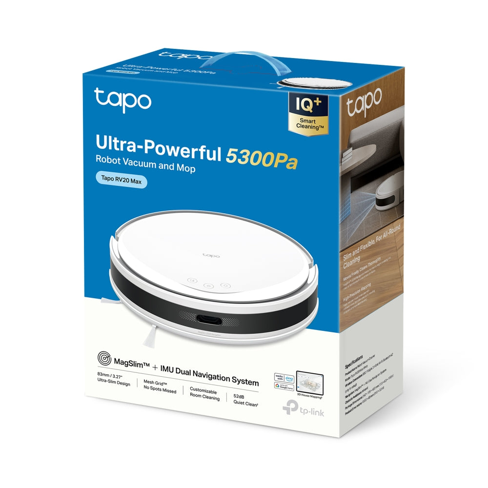 Tapo RV20 Max White | 5300Pa Suction MagSlim™ LiDAR Navigation Robot Vacuum and Mop