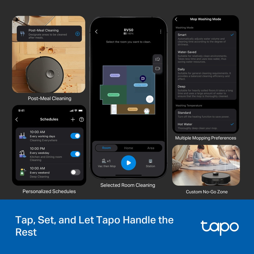 Tapo RV50 Pro Omni | AI Detection Robot Vacuum & Mop + All-in-One Self-Cleaning Station