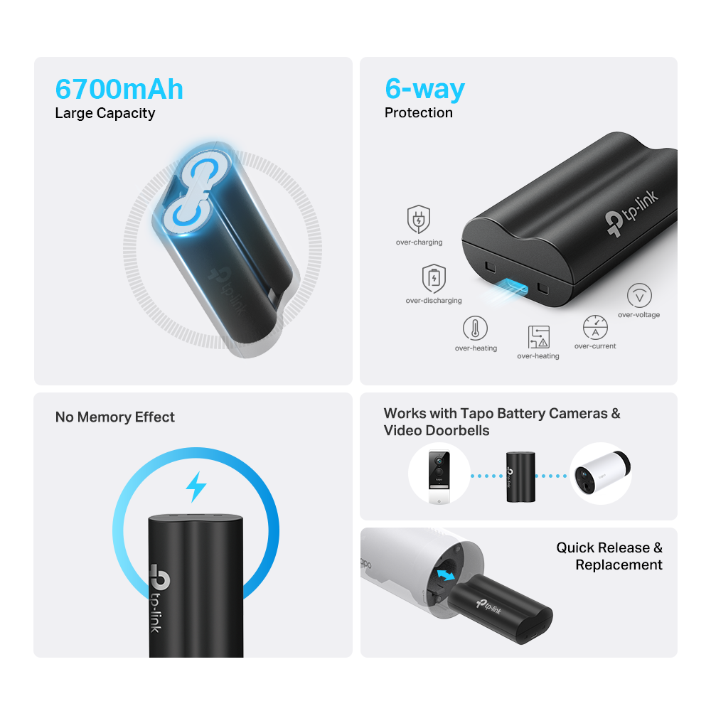 Tapo A100 | Battery Pack, Work with Battery Cam and Doorbell, Quickly charged
