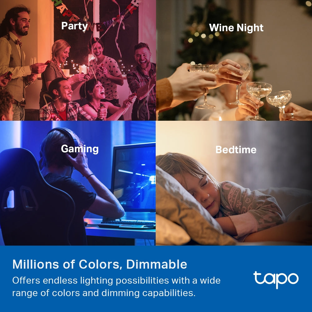 Tapo L535E(3-pack) | Smart Wi-Fi Light Bulb, Multicolour, Lamp Base E27