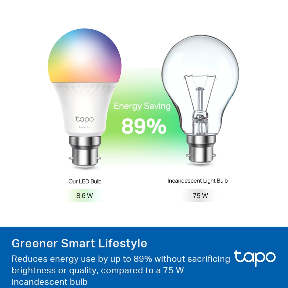Smart WiFi Light Bulb, Multicolour, Tapo L535B, Lamp Base B22