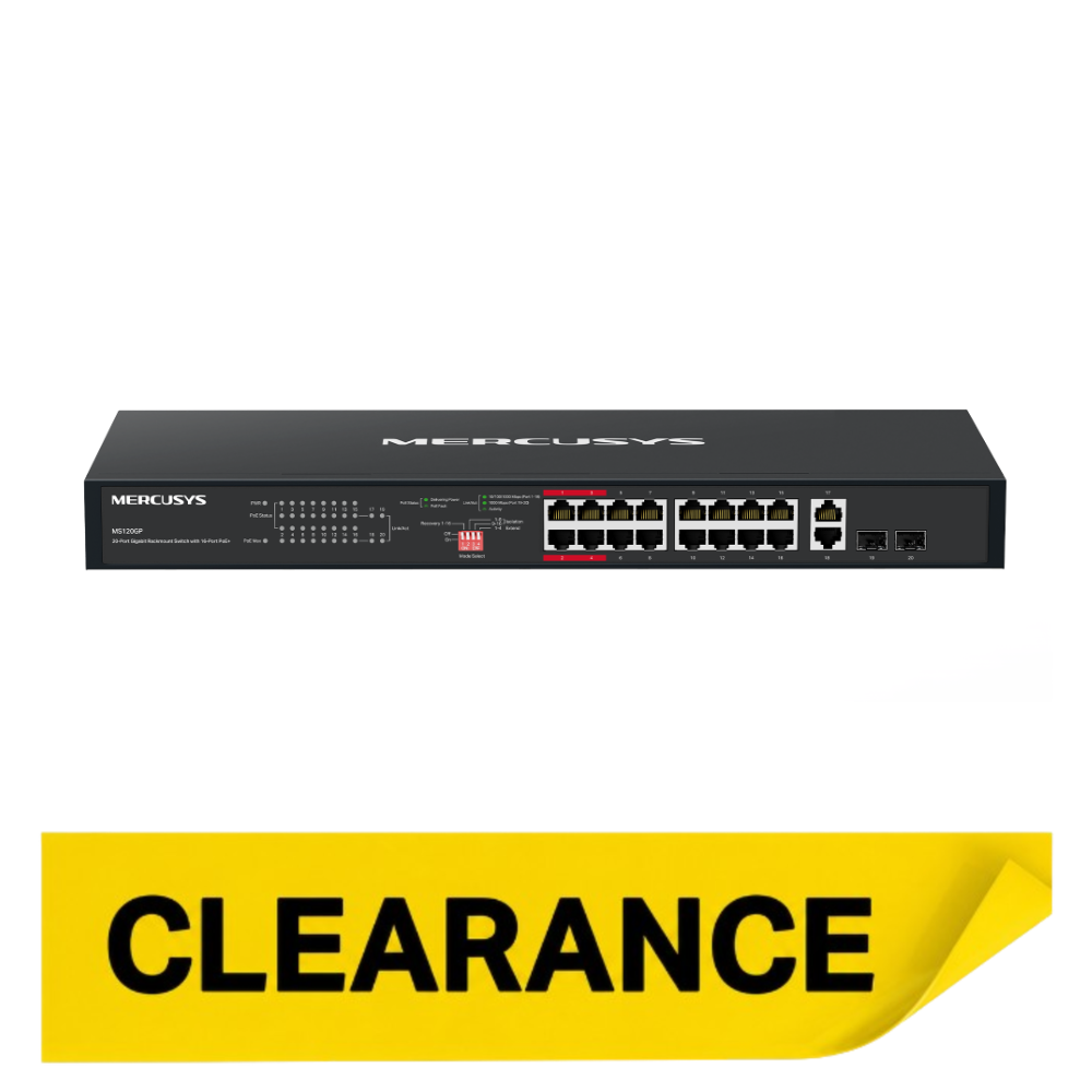 MS120GP | 20-Port Gigabit Rackmount Switch with 16-Port PoE+