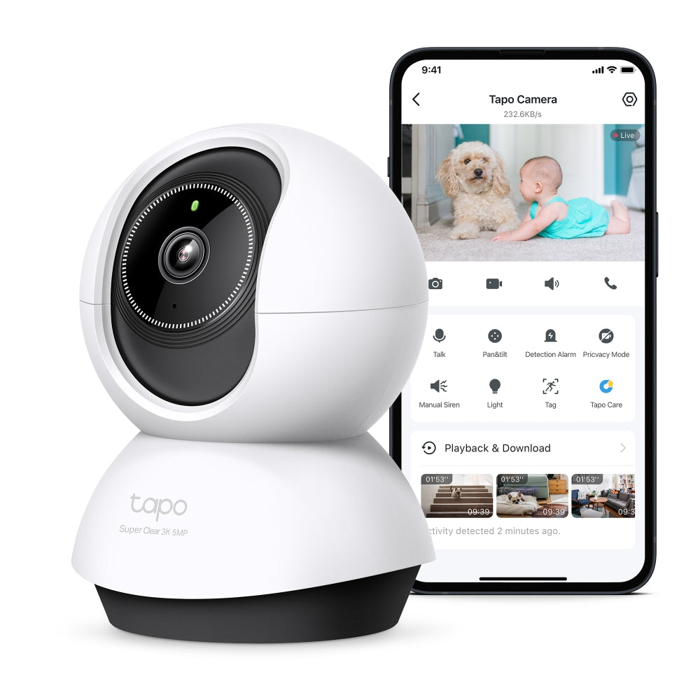 Pan/Tilt AI Home Security Wi-Fi Camera, TC74(2-pack)