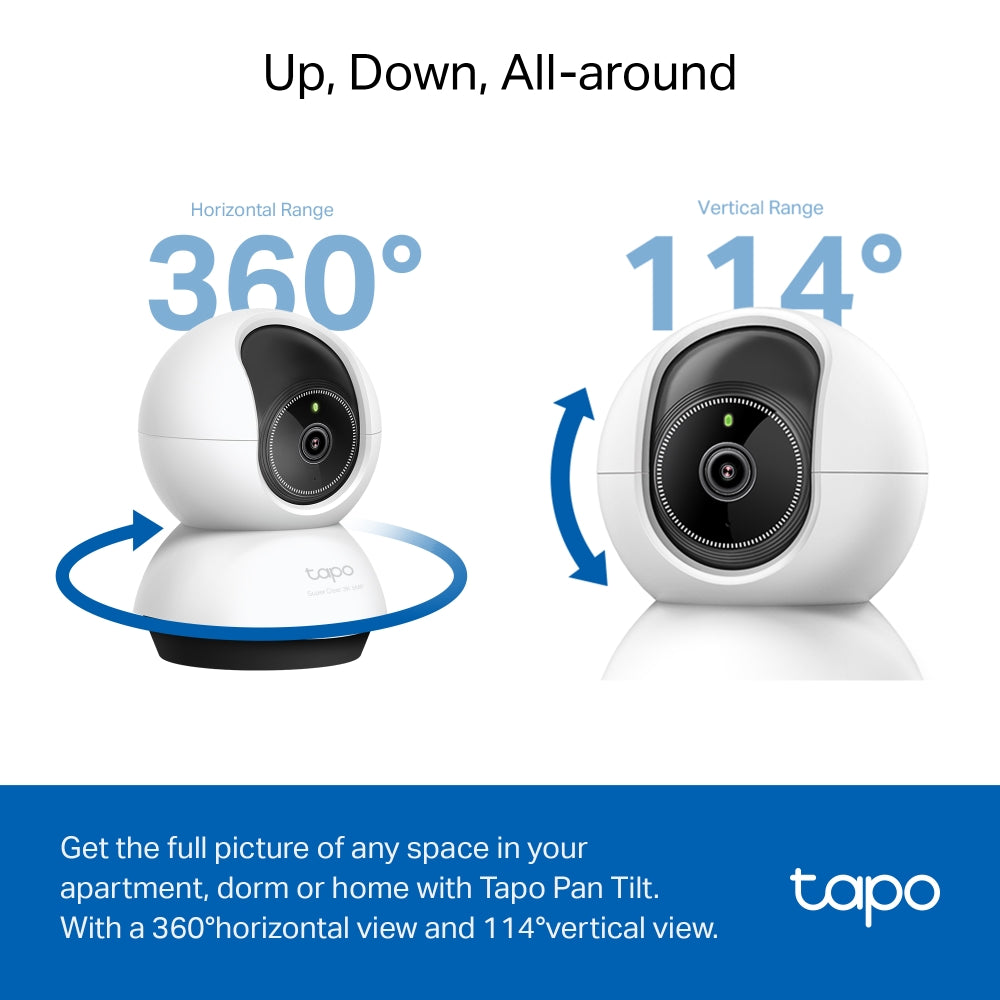 Pan/Tilt AI Home Security Wi-Fi Camera, TC74(2-pack)
