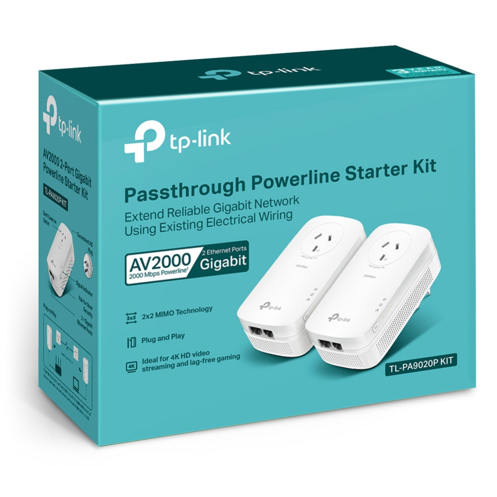 TL-PA9020P KIT-Refurbished | AV2000 2-Port Gigabit Passthrough Powerline Starter Kit