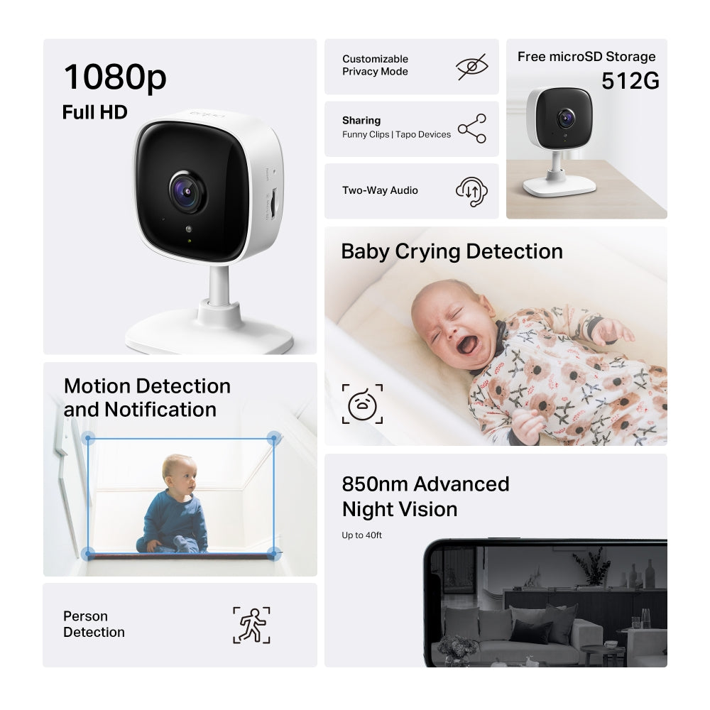 Tapo C100 | Home Security Wi-Fi Camera, 1080P, Advanced Night Vision, Two-Way Audio