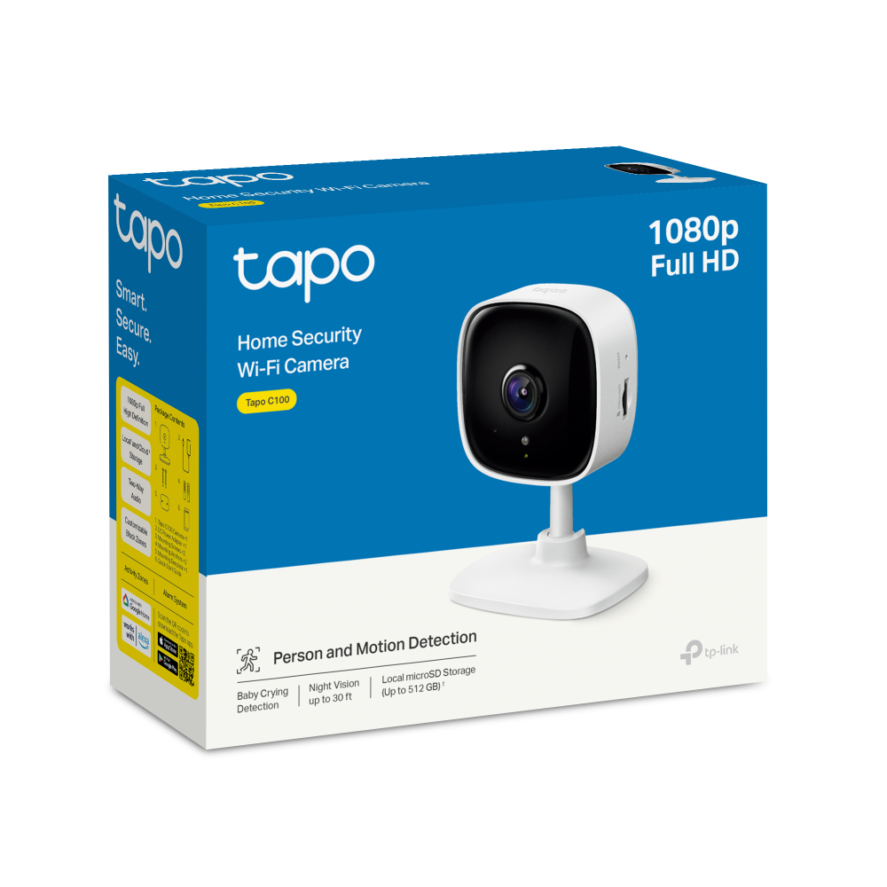 Tapo C100 | Home Security Wi-Fi Camera, 1080P, Advanced Night Vision, Two-Way Audio