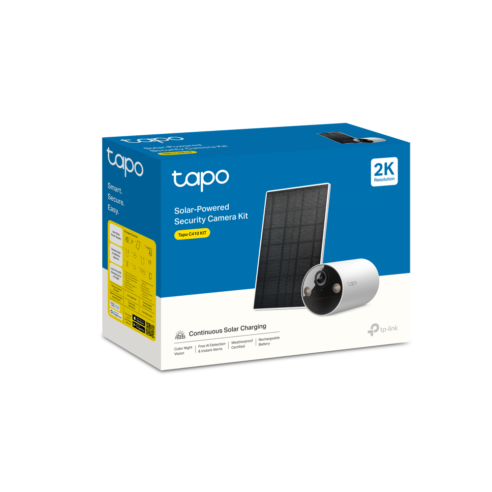 Tapo C410 KIT | Solar-Powered Security Camera Kit, 2K 3MP, Night Vision, Two Way Audio