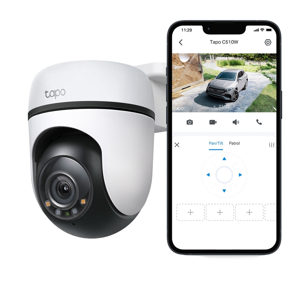 Tapo C510W | Outdoor Pan/Tilt Security Wi-Fi Camera, 2K, Colour Night Vision, Local / Cloud Storage
