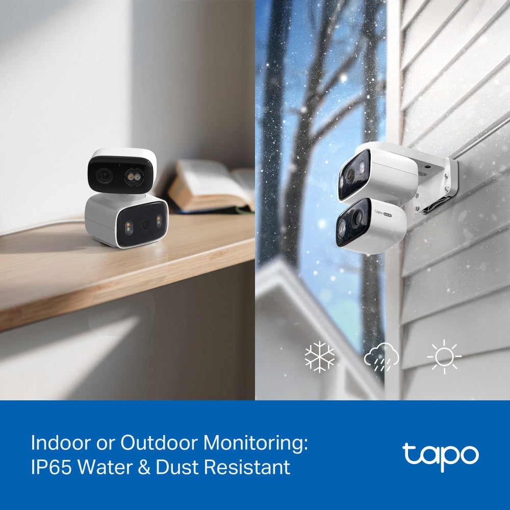 2K 3MP Indoor/Outdoor Dual Lens Pan/Tilt Security Camera, Tapo C246D(2-pack)
