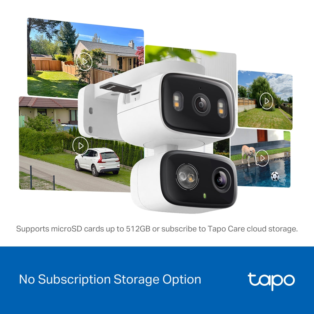 2K 3MP Indoor/Outdoor Dual Lens Pan/Tilt Security Camera, Tapo C246D(2-pack)