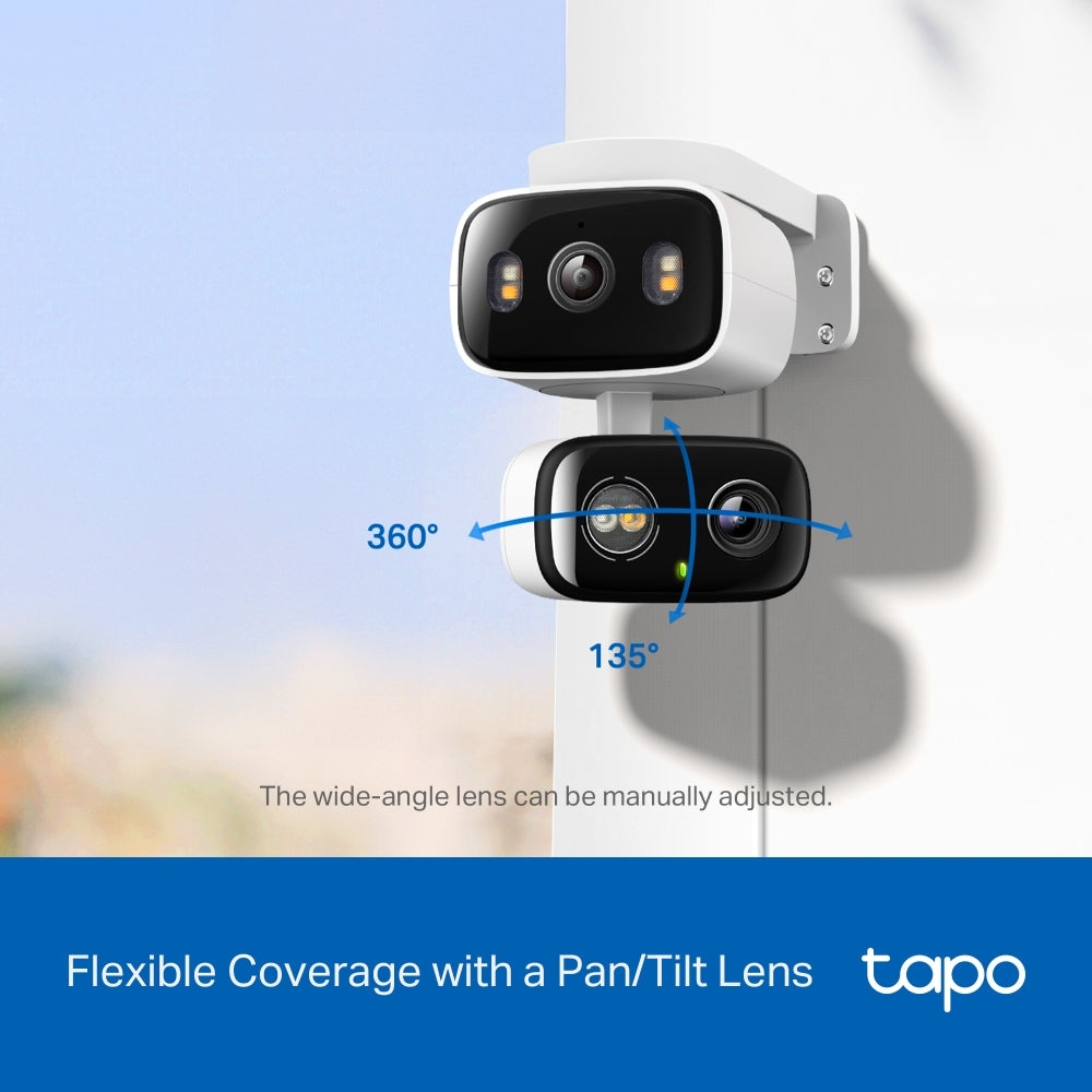 2K 3MP Indoor/Outdoor Dual Lens Pan/Tilt Security Camera, Tapo C246D(2-pack)