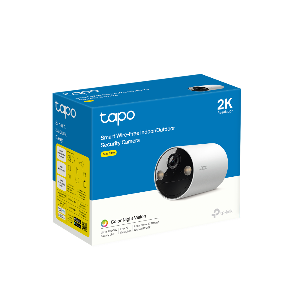 2K 3MP Smart Wire-Free Indoor/Outdoor Security Camera,Tapo C410(2-pack)