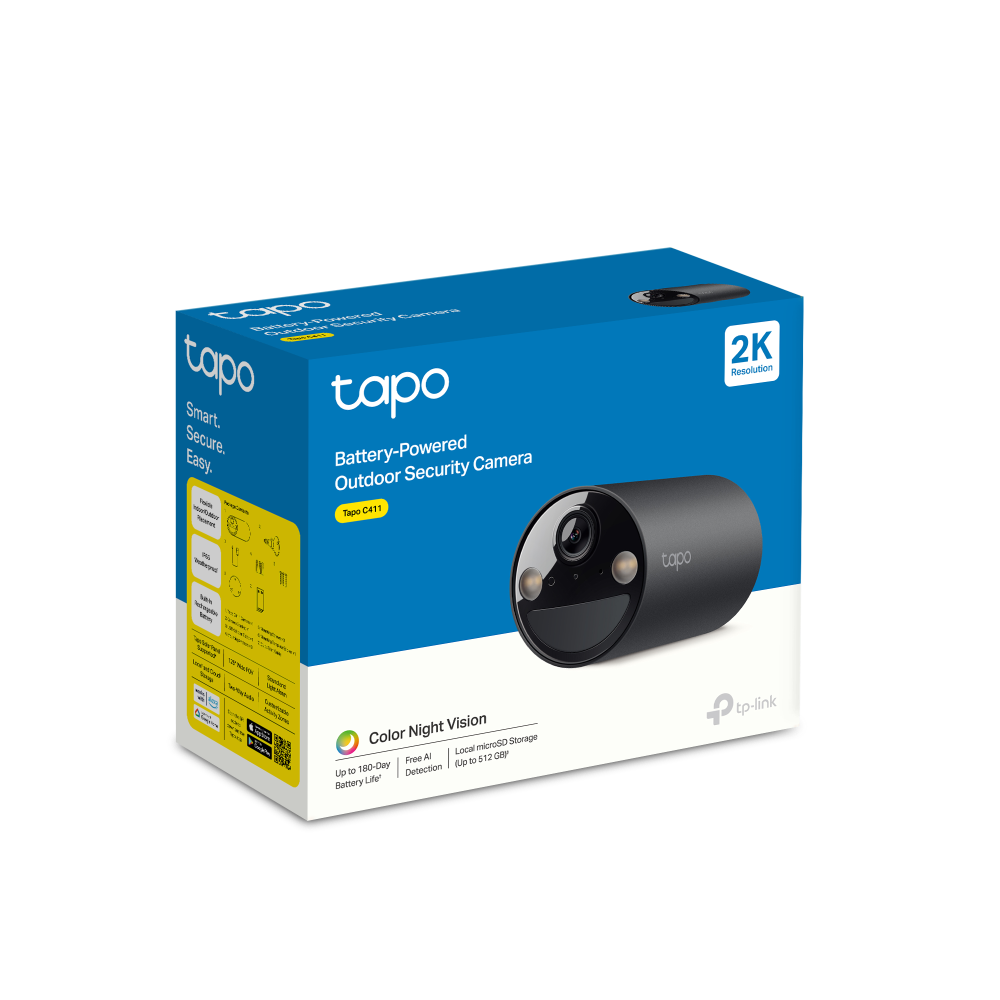 2K 3MP Battery-Powered Outdoor Security Camera, Tapo C411(2-pack)
