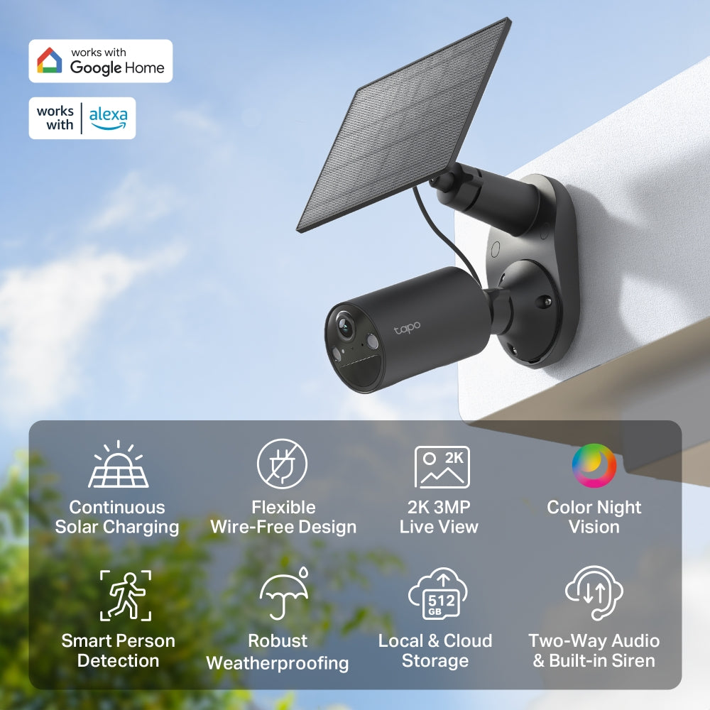 2K 3MP Solar-Powered Security Camera Kit, Tapo C411 KIT(2-pack)