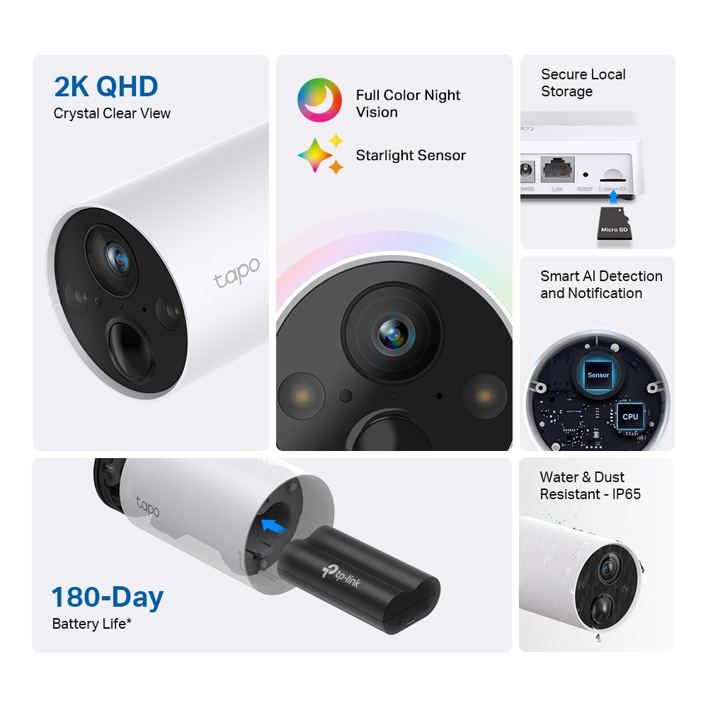 Tapo C420S4 | Smart Wire-Free Security Camera System, 4-Camera System