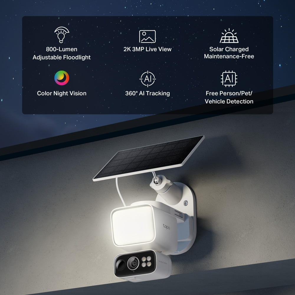 Tapo C615F KIT | Solar-Powered Floodlight Pan/Tilt Security Camera Kit