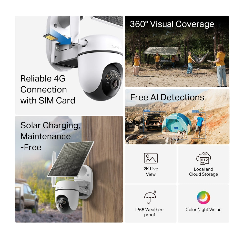 Tapo C615G KIT | Solar-Powered Pan/Tilt 4G LTE Security Camera Kit