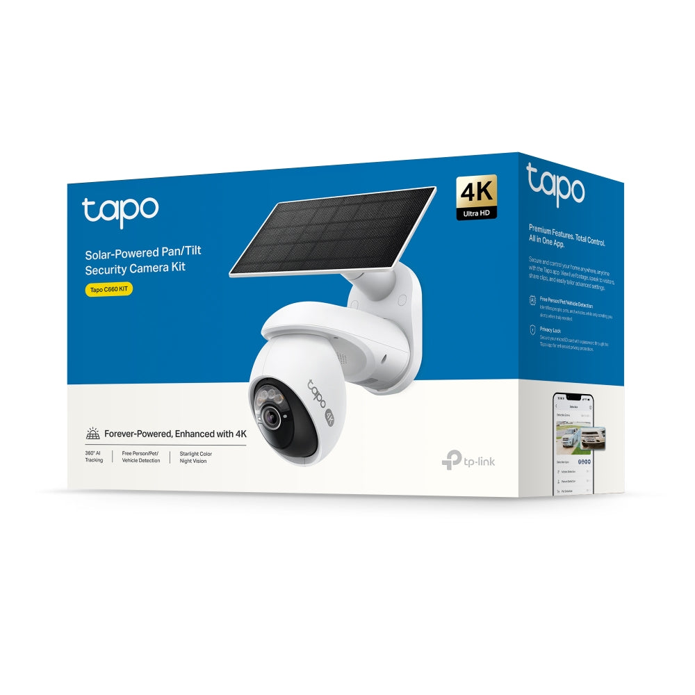 Tapo C660 KIT | Solar Pan/Tilt Security Camera Kit, 4K 8MP, AI Tracking