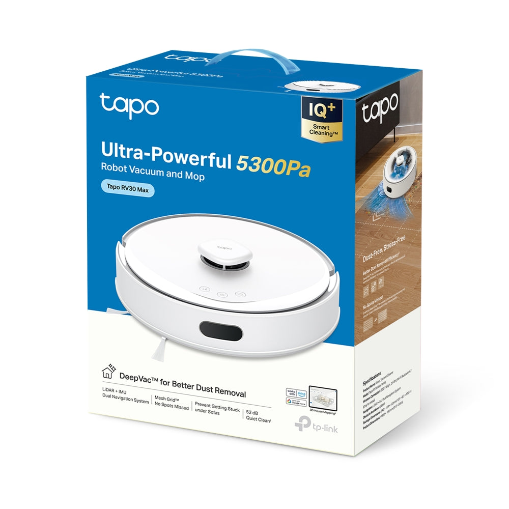 5300Pa Hyper Suction Robot Vacuum & Mop, Tapo RV30 Max White