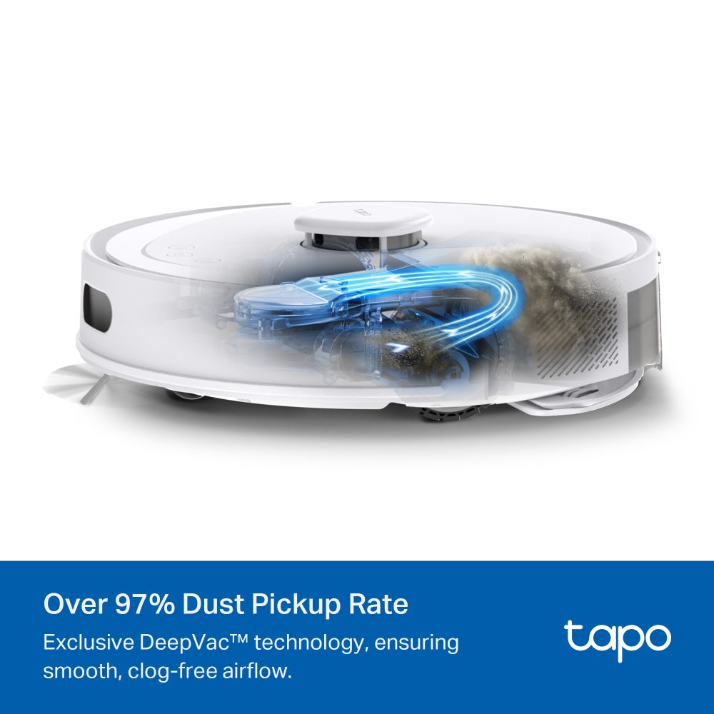 Tapo RV30 Max Plus White | 5300Pa Hyper Suction Robot Vacuum & Mop + Smart Auto-Empty Dock