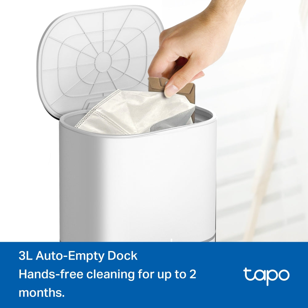 Tapo RV30 Max Plus White | 5300Pa Hyper Suction Robot Vacuum & Mop + Smart Auto-Empty Dock