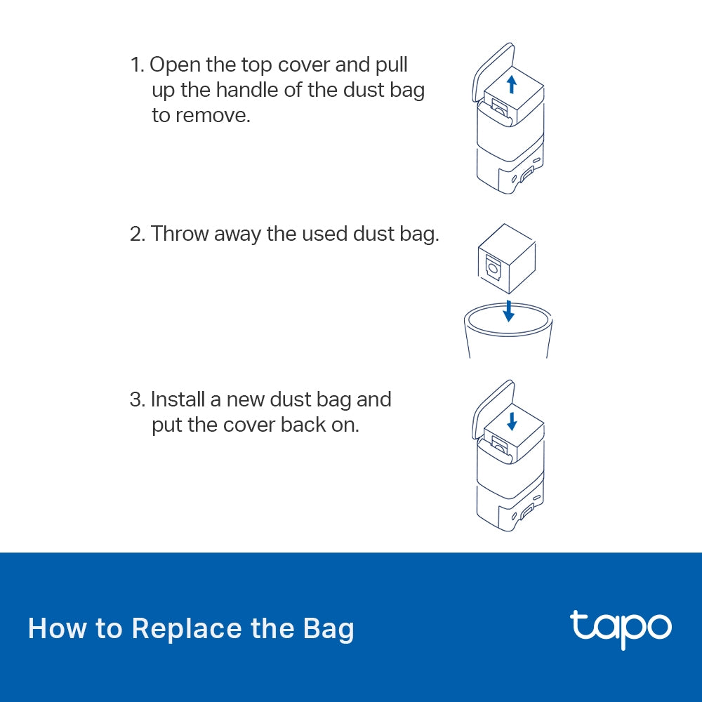 8-months Value Pack: Robot Vacuum Disposable Dust Bags, 12 Packs, Tapo RVA200(4-pack)