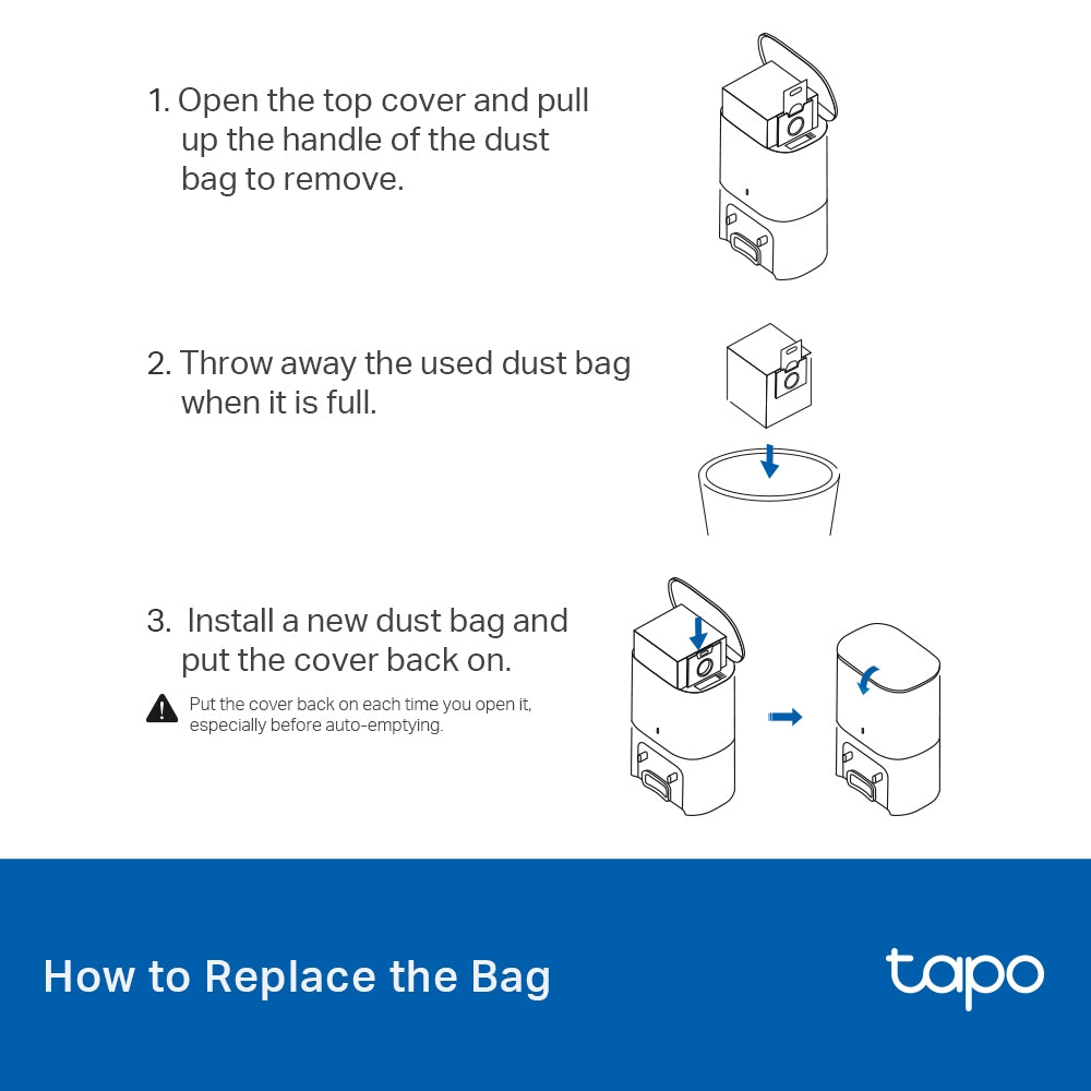 Tapo RVA202(2-pack) | 4-months Value Pack: Tapo Robot Vacuum Disposable Dust Bag (10 Packs)