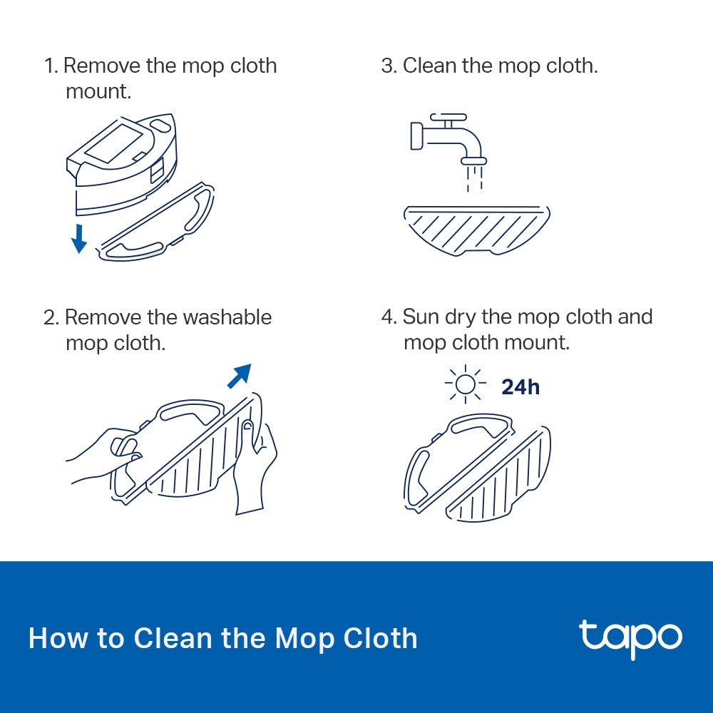Robot Vacuum Washable Mop Cloths 6 Packs, Tapo RVA300(2-pack)