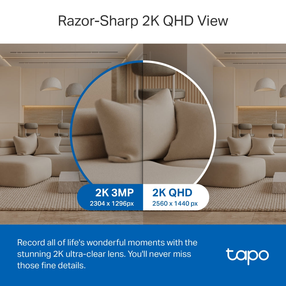 Pan Tilt Indoor Wi-Fi Camera, 2K QHD View, Tapo TC72(2-pack)