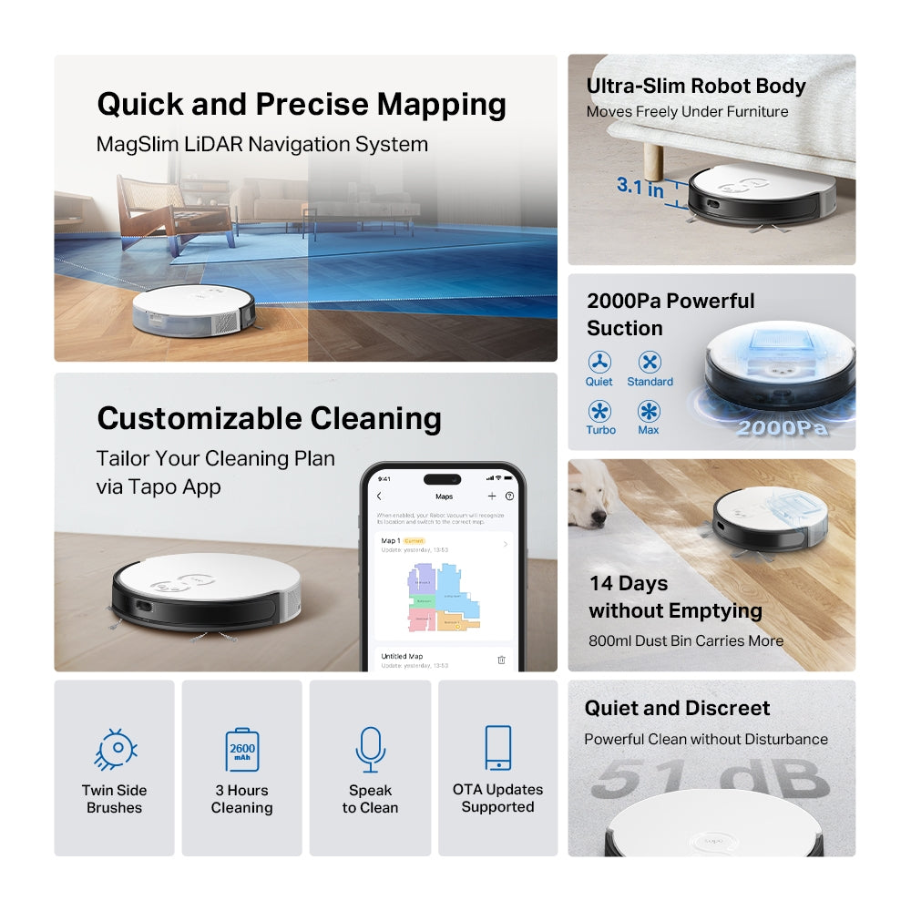 Tapo RV20 | MagSlim LiDAR Navigation Robot Vacuum