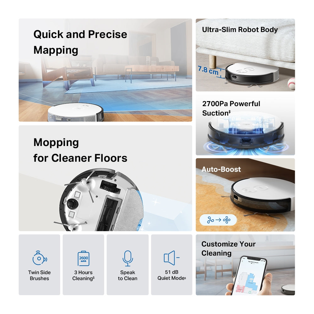 Tapo RV20 Mop| MagSlim™ LiDAR Navigation Robot Vacuum & Mop