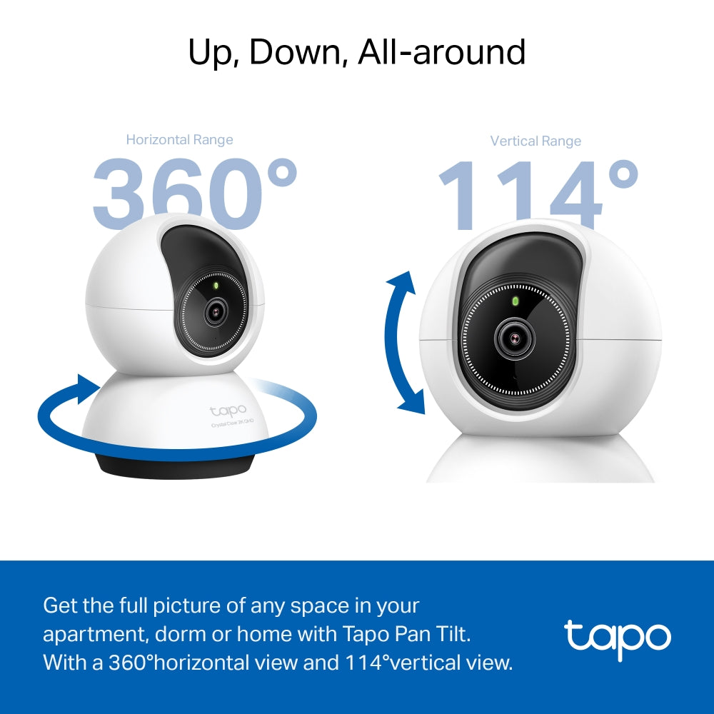 Pan Tilt Indoor Wi-Fi Camera, 2K QHD View, Tapo TC72(2-pack)