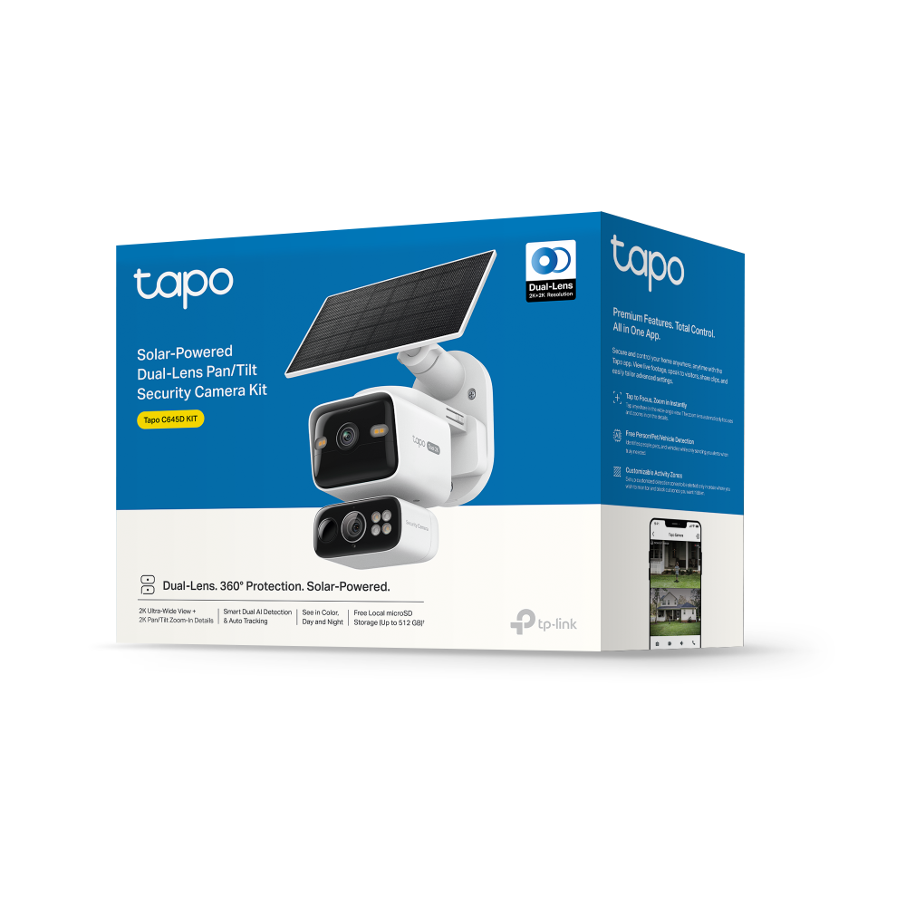 2K Dual-Lens Pan/Tilt Security  Camera Kit, Tapo C645D KIT