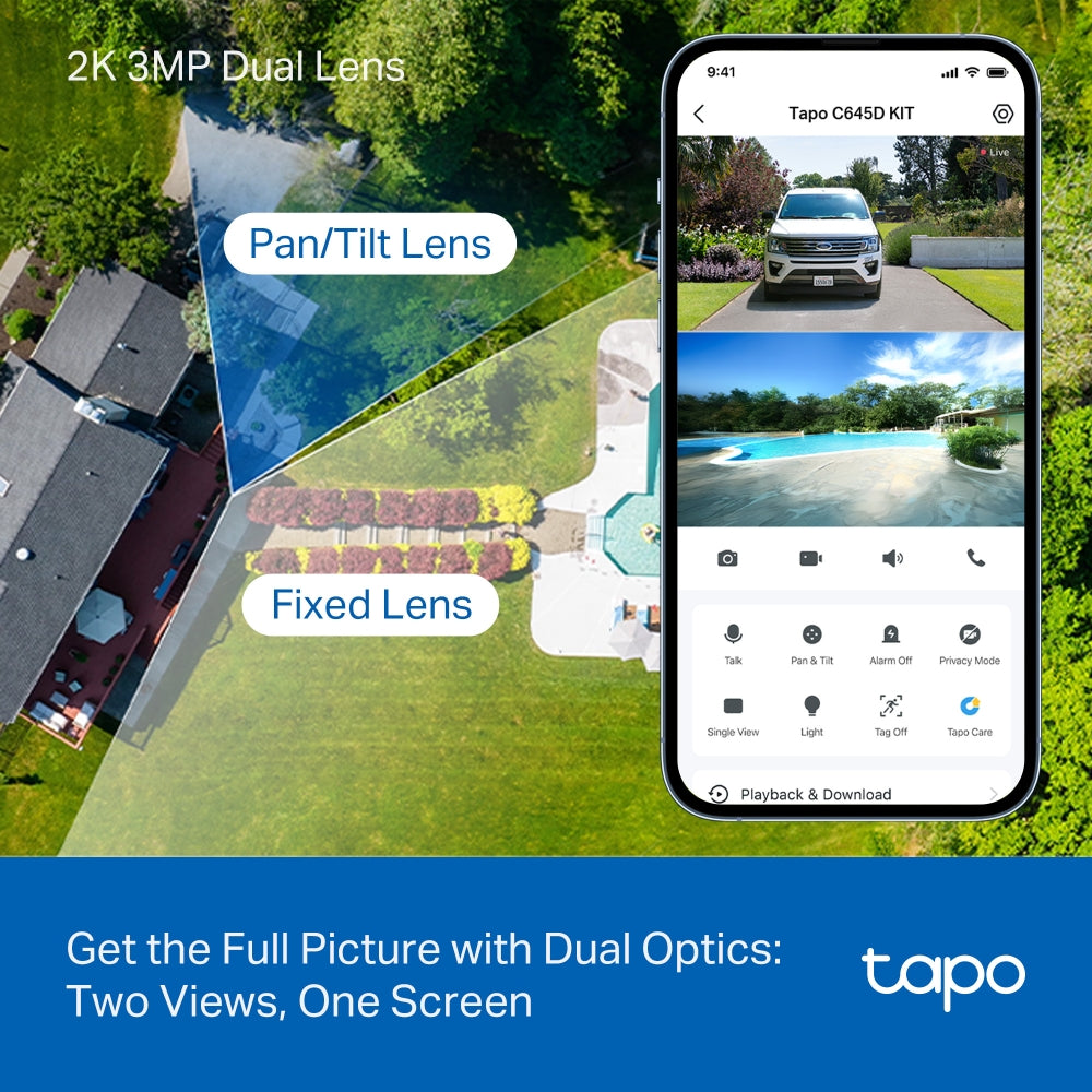 2K Dual-Lens Pan/Tilt Security  Camera Kit, Tapo C645D KIT