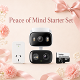 Peace of Mind Starter Kit - Dual-Lens Pan/Tilt Security Camera + Smart Plug + Free SD Card