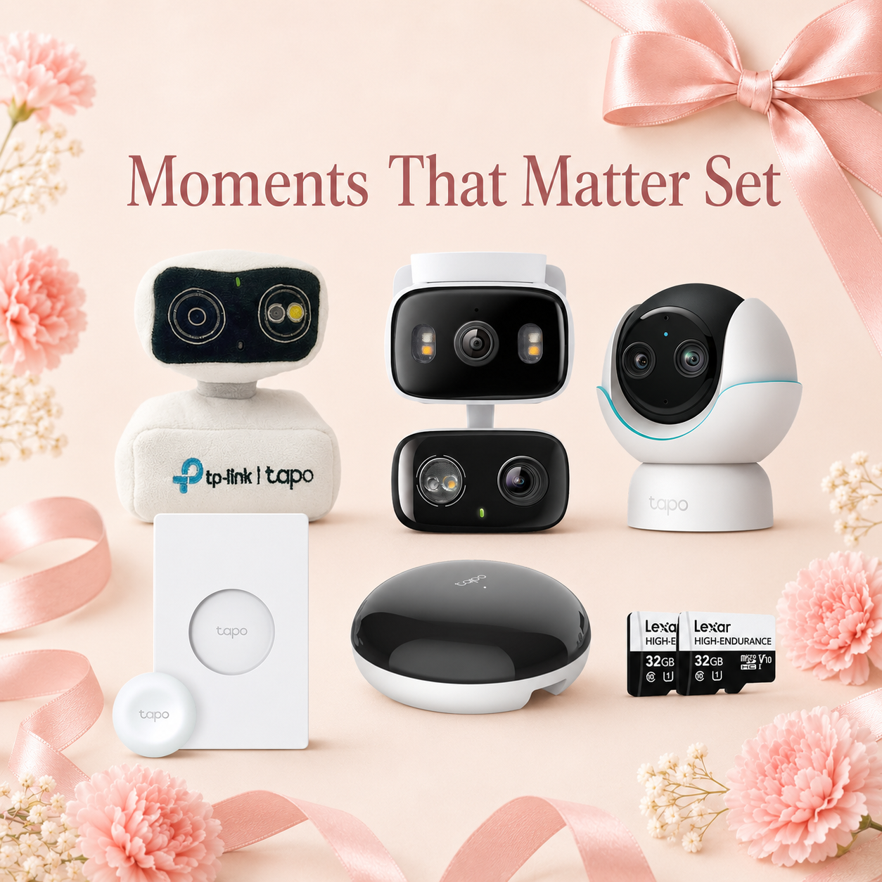 Moments That Matter Kit - 2 Dual-Lens Cameras + Smart Remote Dimmer Switch + Smart Hub + Tapo Plushie + 2 Free SD Cards