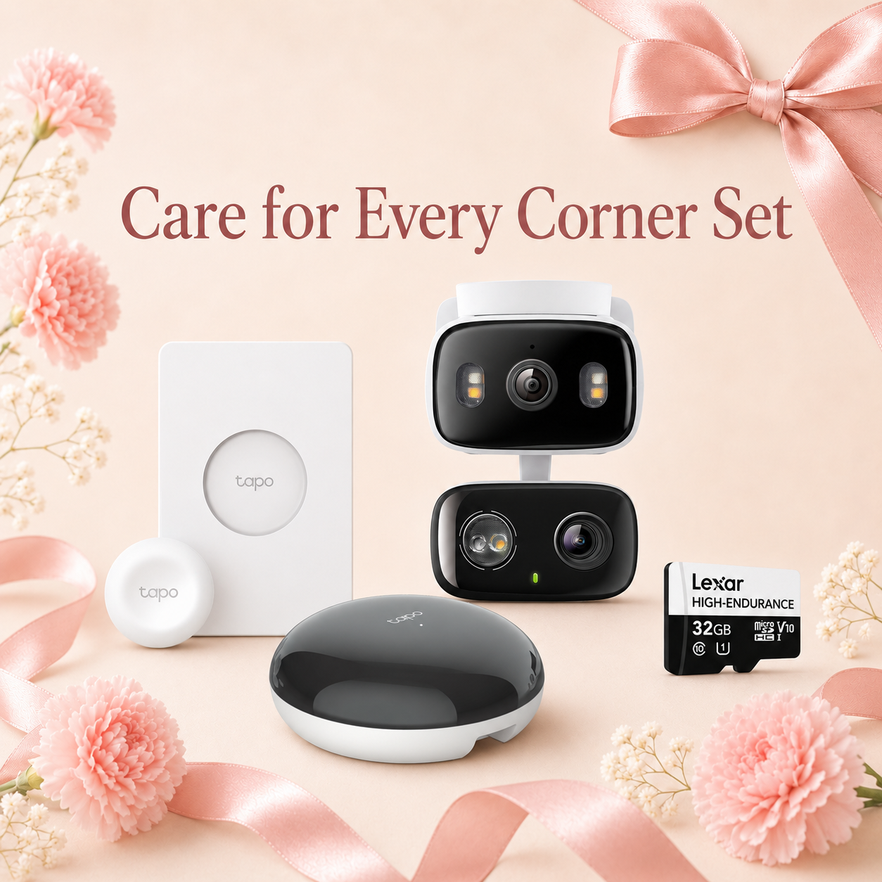 Care for Every Corner Kit - Dual-Lens Pan/Tilt Security Camera + Smart Remote Dimmer Switch + Smart Hub + Free SD Card