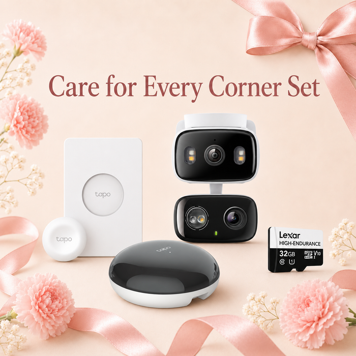 Care for Every Corner Kit - Dual-Lens Pan/Tilt Security Camera + Smart Remote Dimmer Switch + Smart Hub + Free SD Card
