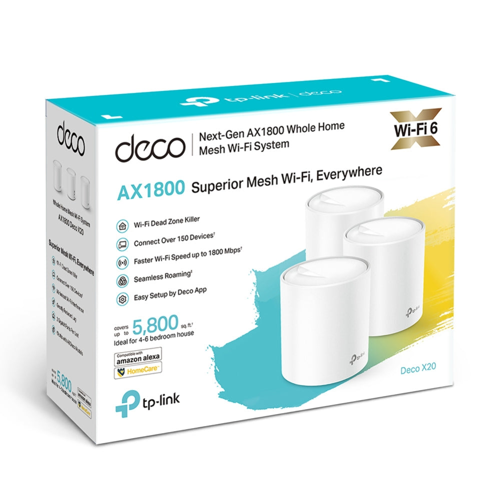Deco X20(3-pack)-Refurbished	| AX1800 Whole Home Mesh Wi-Fi 6 System