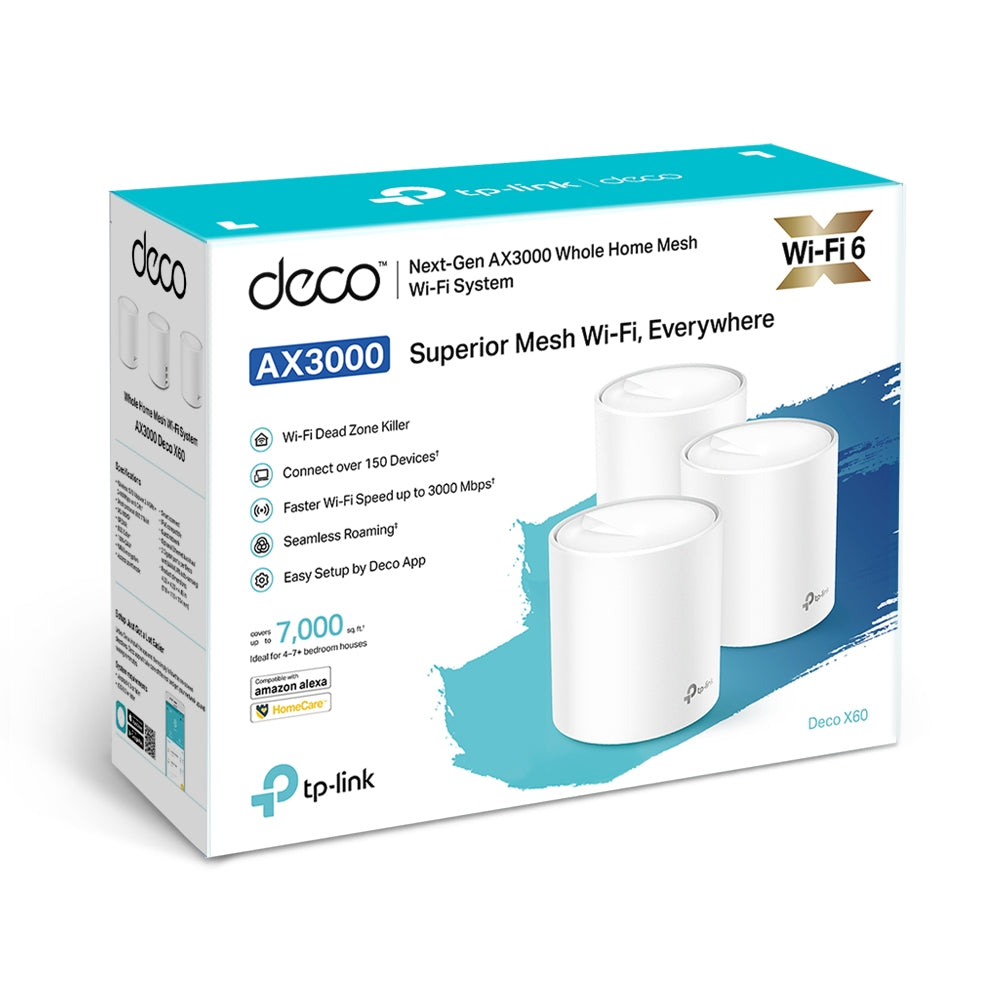 Deco X60(3-pack)-Refurbished | AX3000 Whole Home Mesh Wi-Fi 6 System