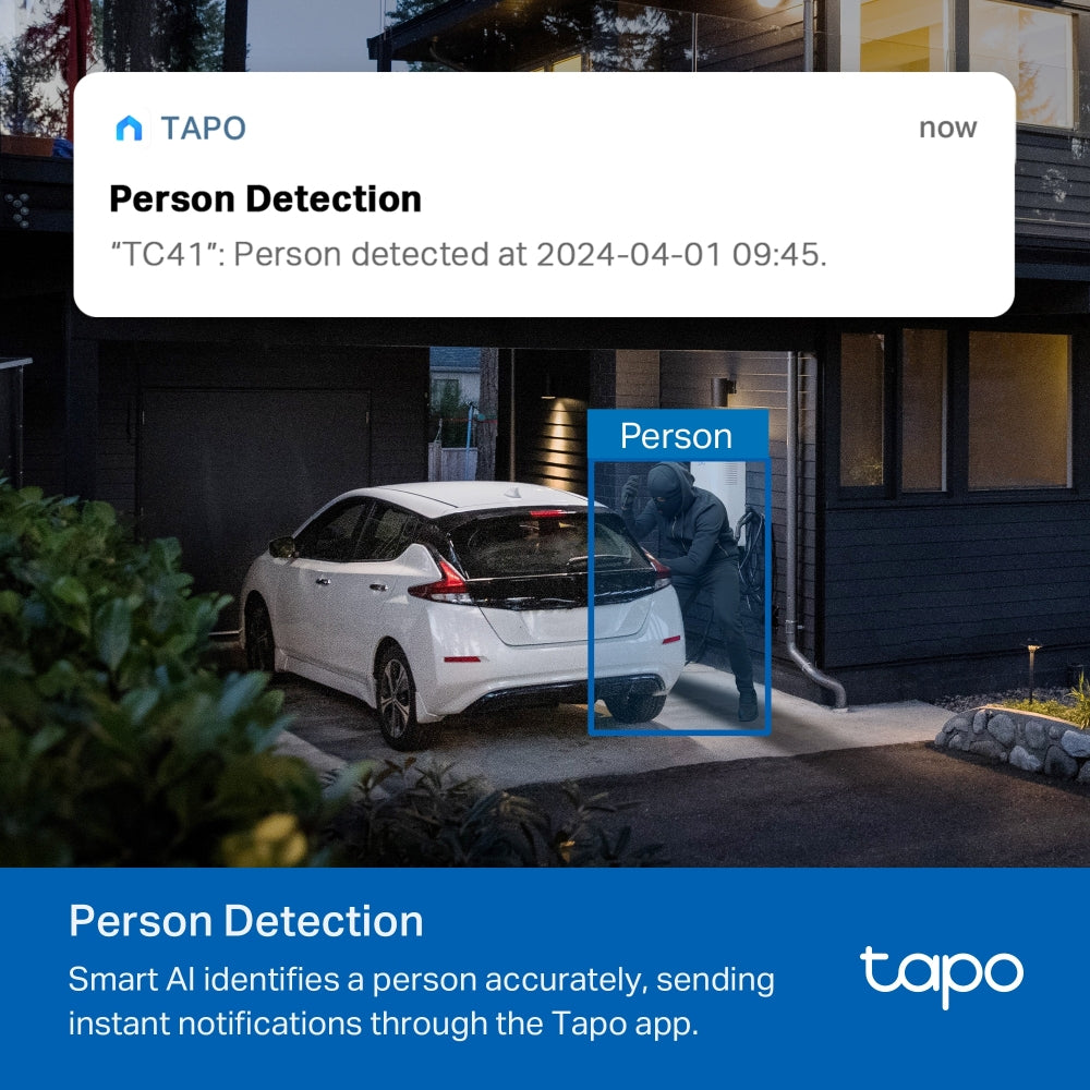 Outdoor Pan Tilt Security Wi-Fi Camera, 2K, Full-Colour Night Vision, Tapo TC41(2-pack)