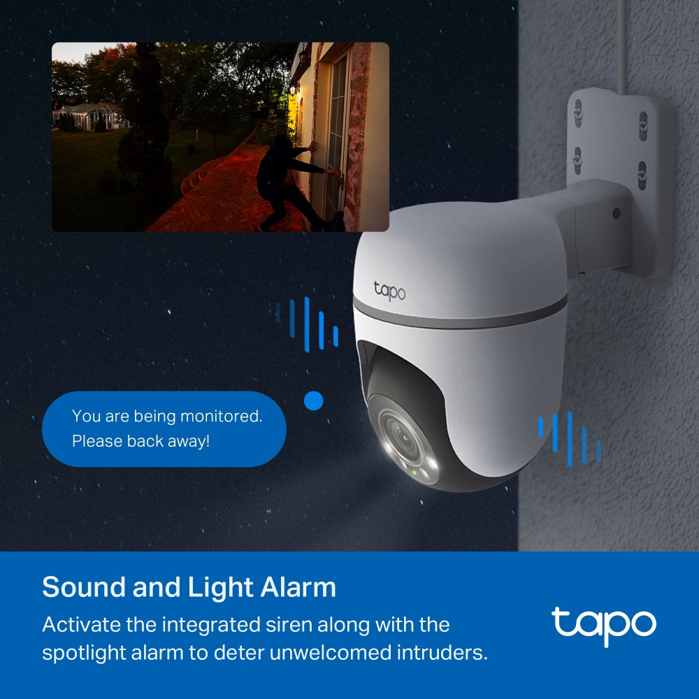 Outdoor Pan Tilt Security Wi-Fi Camera, 2K, Full-Colour Night Vision, Tapo TC41(2-pack)