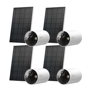 Tapo TC82 solar security camera with 2K resolution and IP65 rating.