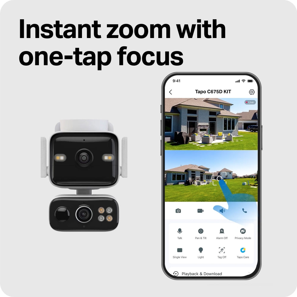 Tapo C675D KIT | Solar Dual-Lens Pan/Tilt Security Camera Kit, Dual 4K 8MP, AI Detection