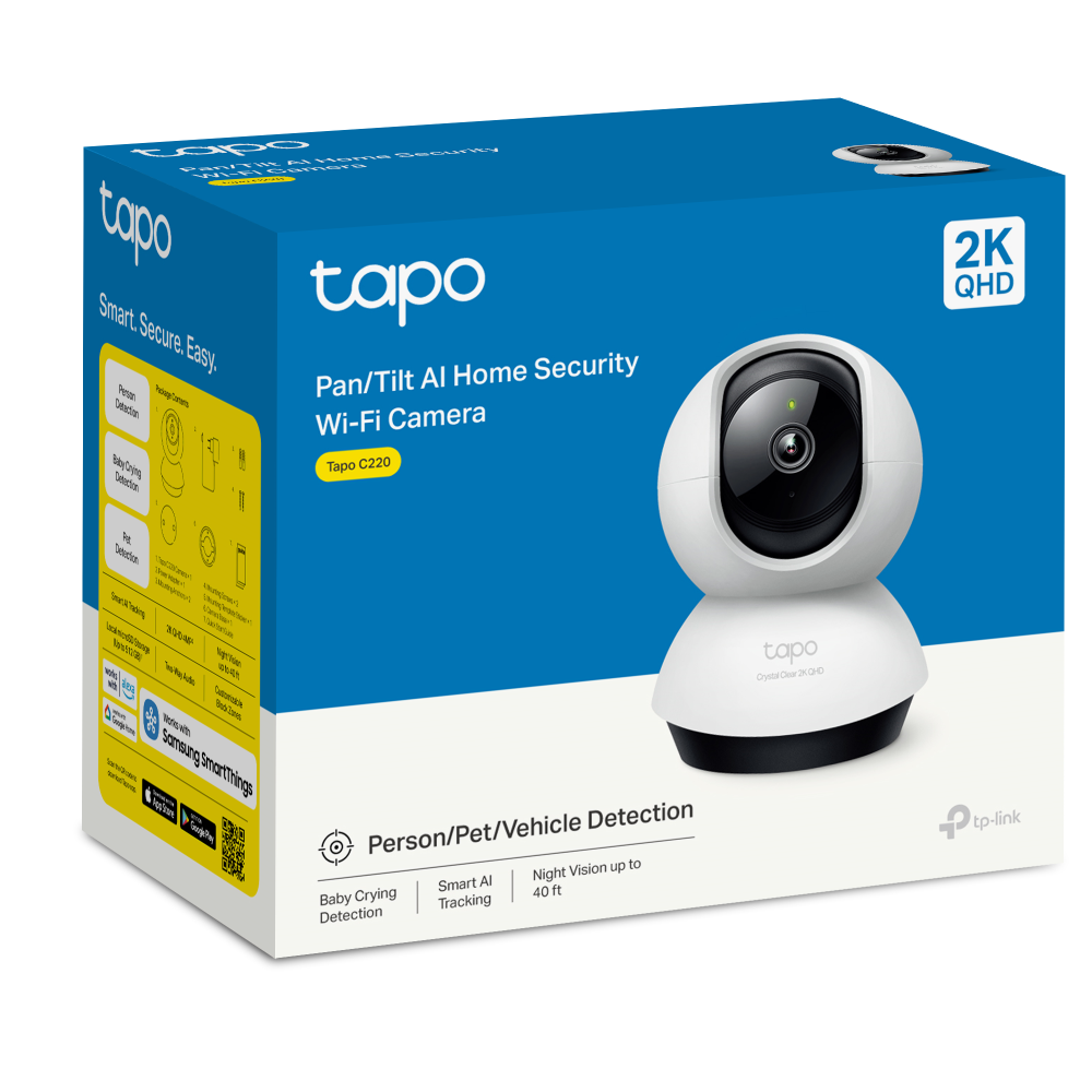 Tapo C220 | Pan/Tilt AI Home Security Wi-Fi Camera, 2K 4MP, Free AI Detection, Two-Way Audio